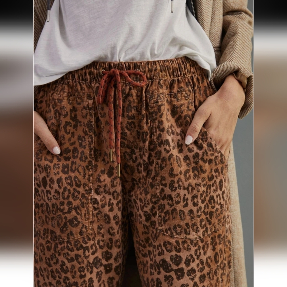 Anthropologie Pilcro The Cottage Corduroy Leopard Print Women's Pants Joggers M - Picture 3 of 10